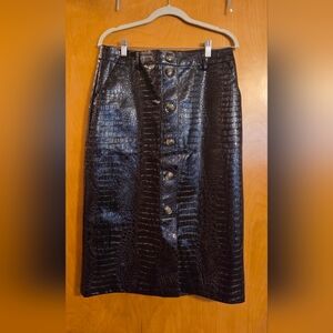 Rachel Comey Black Croc-Patterned Pencil Skirt